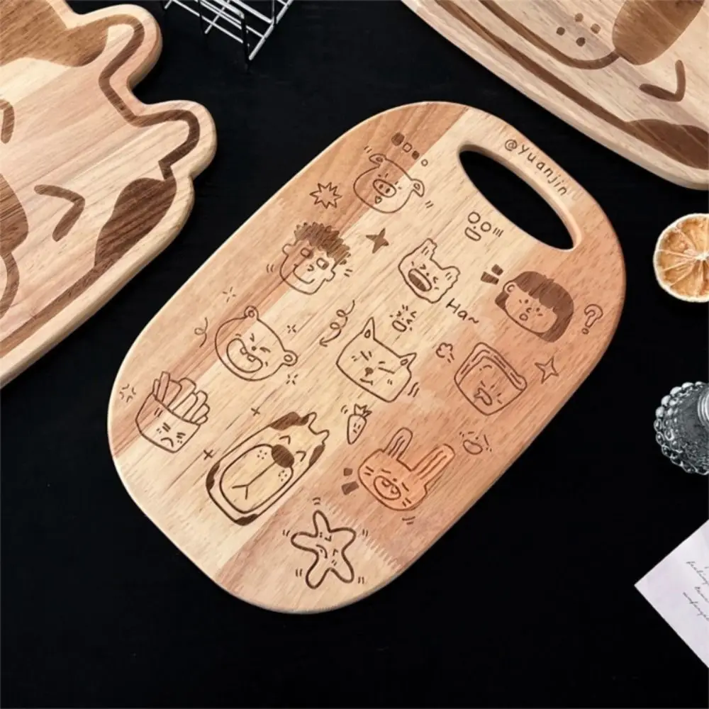 

Multipurpose Carved Wooden Chopping Board Cartoon Pattern Hangable Cutting Board Irregular Shape Breadboard Food Blogger