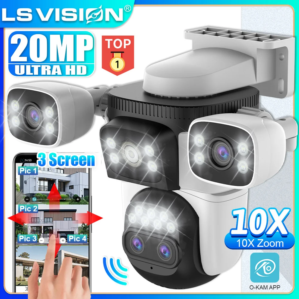 

LS VISION 10K WiFi Security Camera 20MP 10X Zoom Outdoor Wireless Surveillance Camera CCTV Home Security Protection IP Cameras