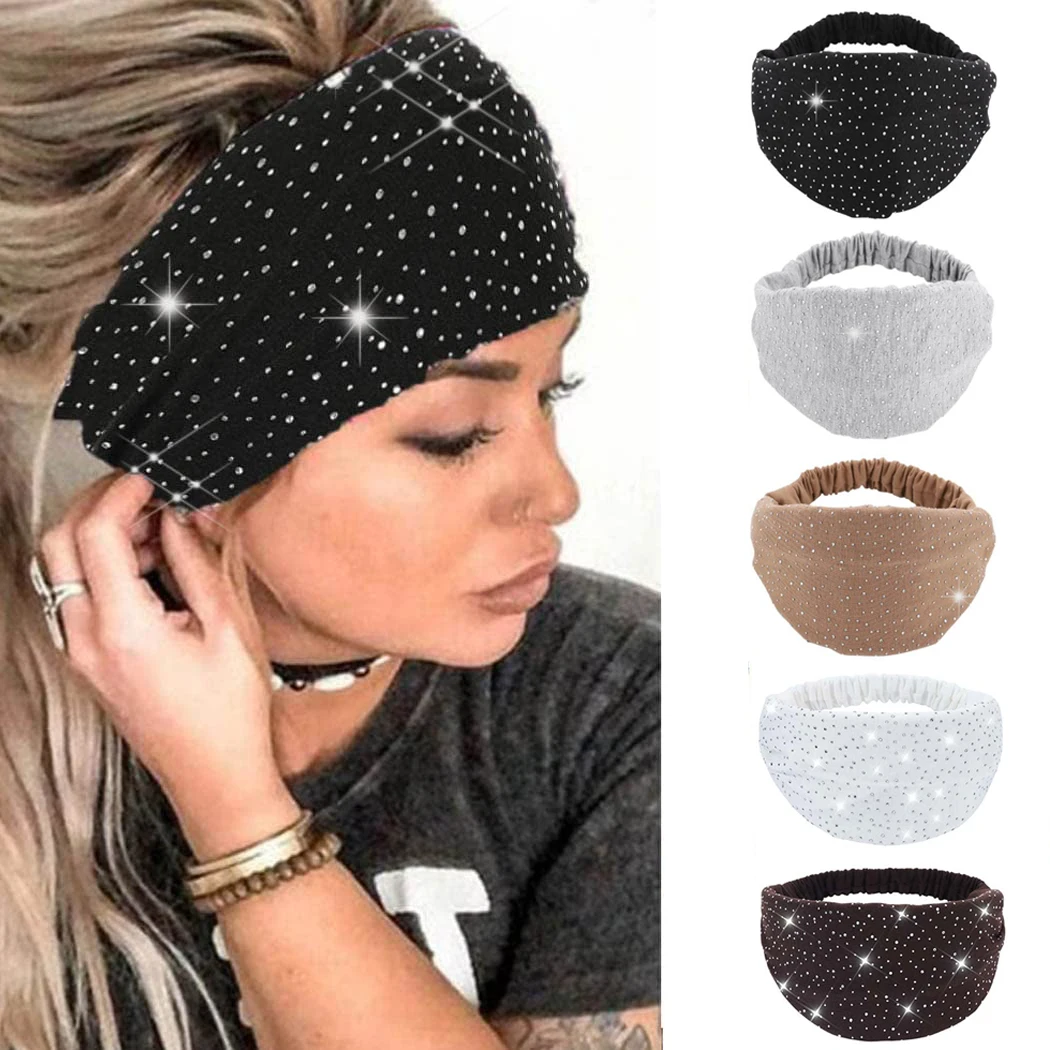 AWAYTR مشرق الماس هيرباند الكروشيه النسيج مرونة عقال منشفة حلوة لطيف حزام حقيبة الشعر الحجاب