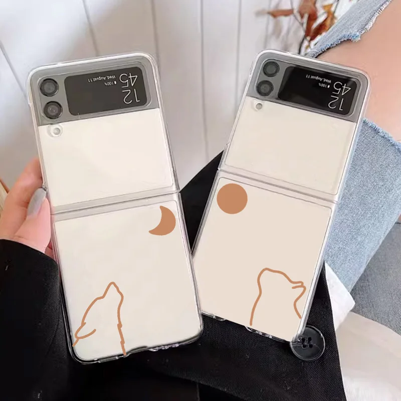 Custodia per telefono abbinata al coppia di cani Sun Moon per Samsung Galaxy Z Flip 6 ZFlip 5 5G Cover per Samsung ZFlip 4 Z Flip 3 7 Fundas