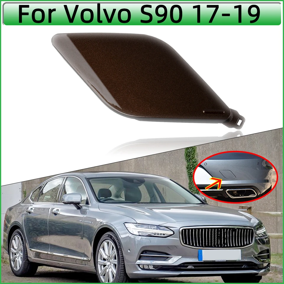 Tapa de cubierta de ojo de gancho de remolque de parachoques trasero automático para VOLVO S90, 2017, 2018, 2019, 31383298/398400101, tapa de remolque, embellecedor de guarnición