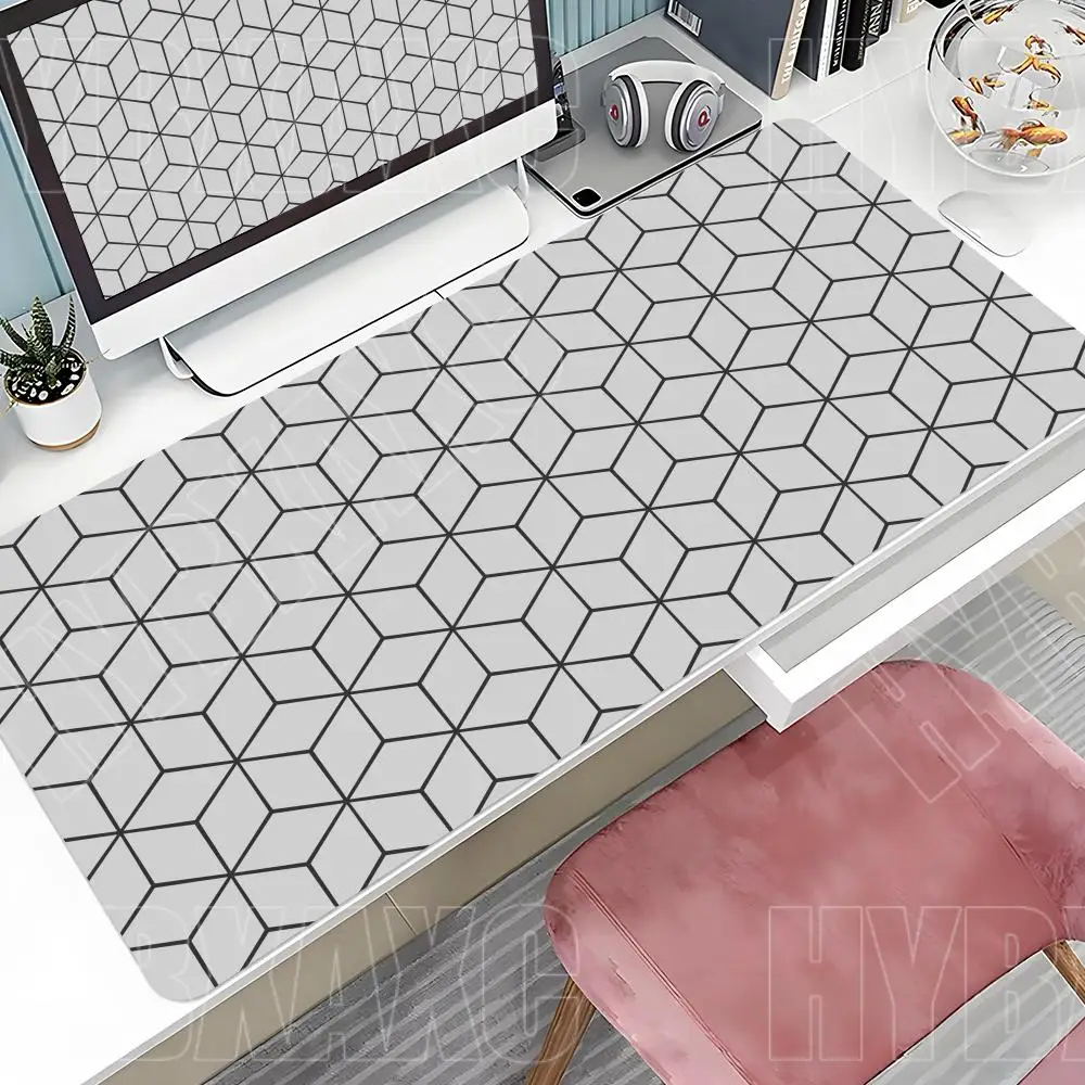 120x60 Gray Texture Pattern Hex Mouse Pad Large Gamer Mechanical Keyboard Pad 80x30 Anti-slip Computer Games Table Carpet Mats