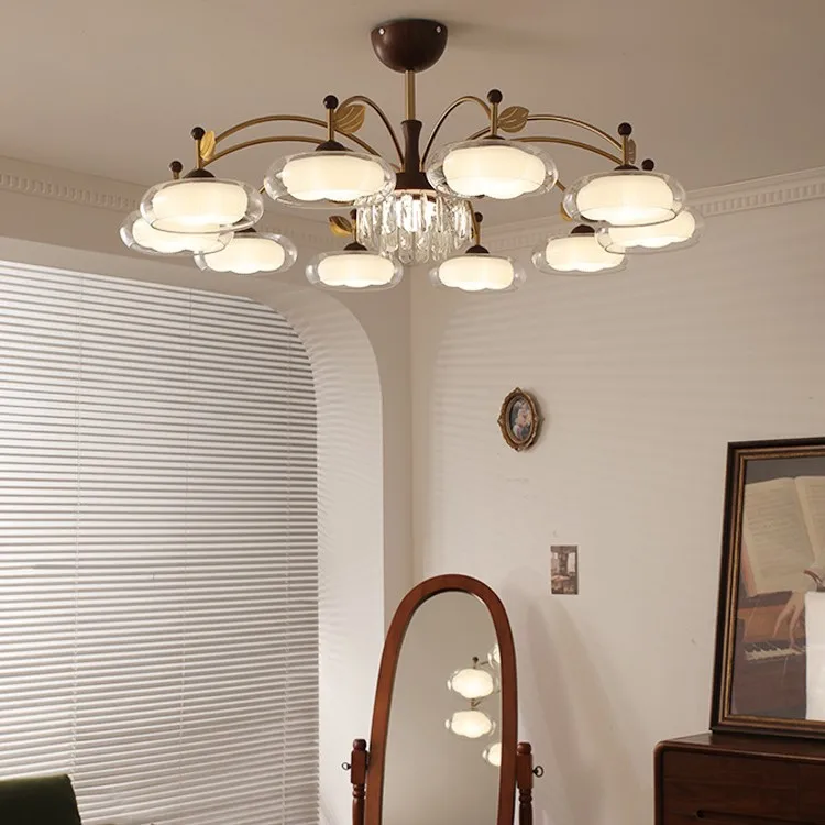

French style, medieval style, living room, chandelier, retro, walnut color, Nanyang style, high sense, hall, main lamp