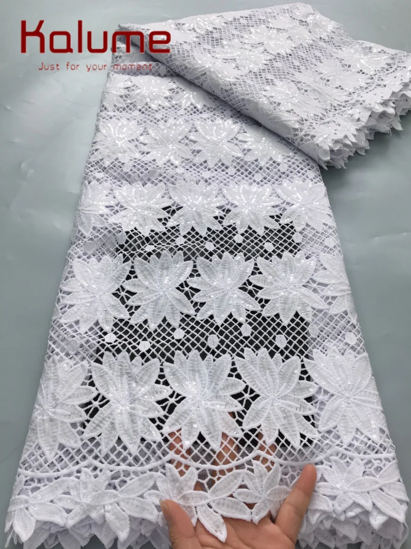 White African Guipure Lace Fabric with Sequins 2026 High Quality Lace Nigerian Lace Fabric 5yards for Woman Prom Dresses F4078