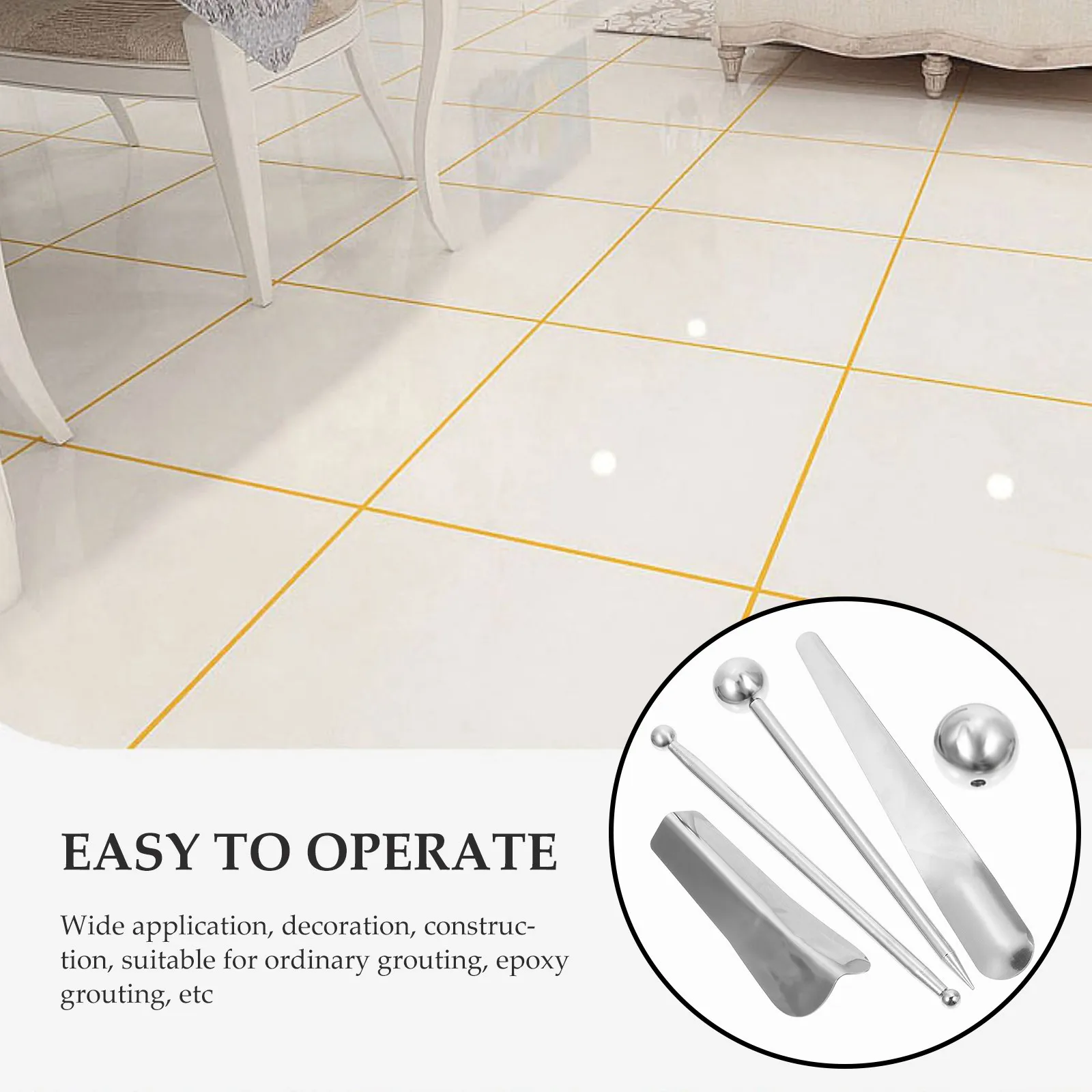 Stainless Steel Caulk Finishing Tool Set for Epoxy Grout Tile Joints Smooth Wall Floor Sealant 2 Sets