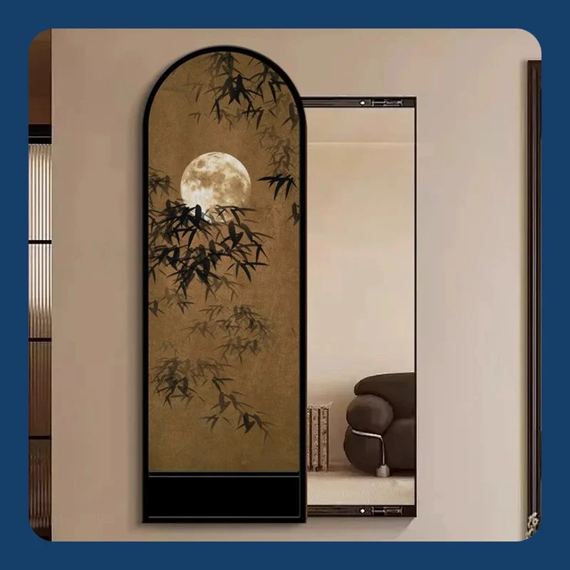 Invisible full-length mirror mural French retro bedroom push-pull full-length mirror painting