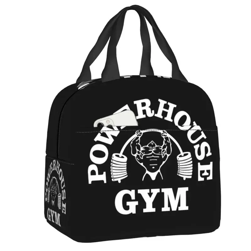 Powerhouse Gym Thermal Insulated Lunch Bags Women Fitness Bodybuilding Portable Lunch Tote for Work School Travel Food Bento Box