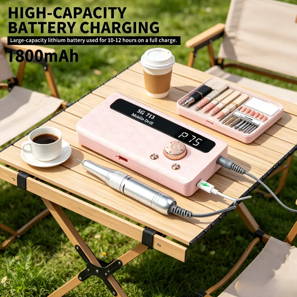 

35000/45000RPM Rechargeable Nail Drill Machine, Portable Professional Electric Manicure File for Gel Polish Removing