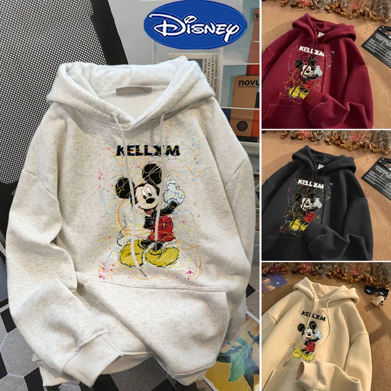 Disney Mickey Mouse Hooded Sweatshirt Y2K Autumn Winter Fashion Cotton Couple Hooded Sweatshirt Cartoon Prints Casual Street Top