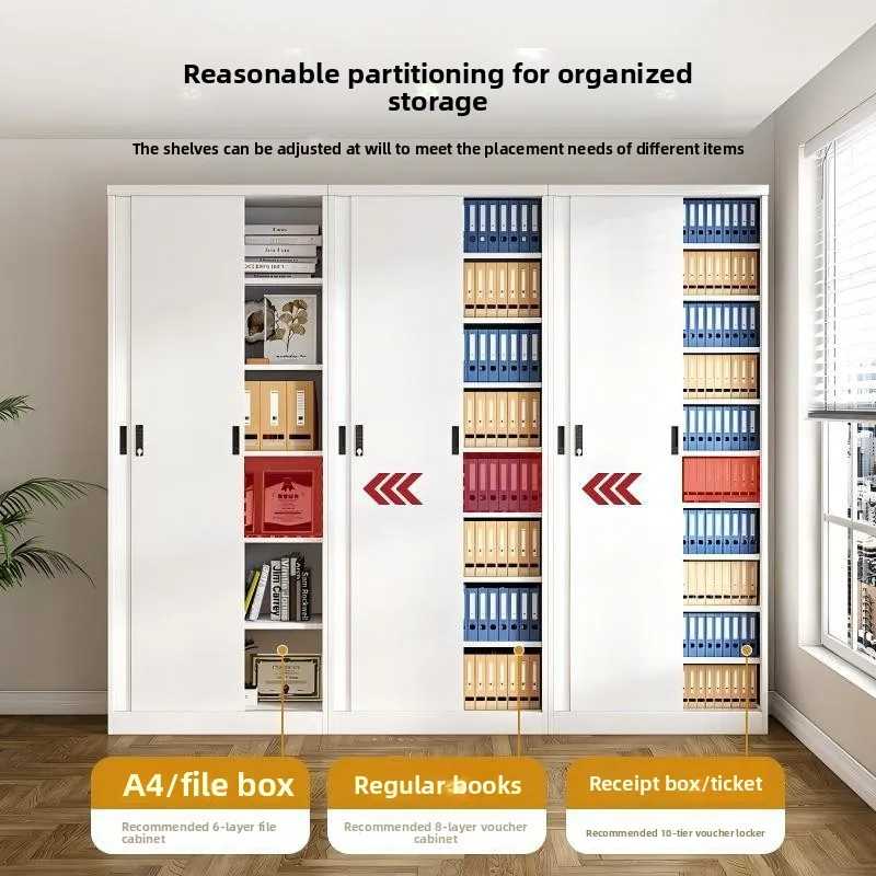 YJQ office sliding door file sliding door bookcase iron financial file steel locker