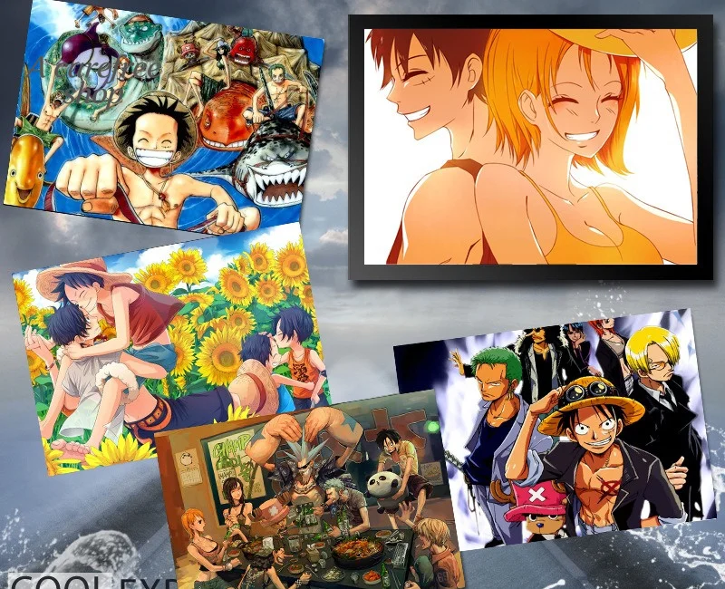 Anime One Piece Luffy Crew Canvas Poster, Pirate Character Wall Art for Dorm, Gaming Room, Internet Cafe Home Decor