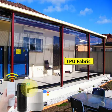 Outside Blinds Waterproof Zip Track Automatic TPU Fabric Roller Outdoor Blind Shade with Garden Custom for Pergoal Terraces