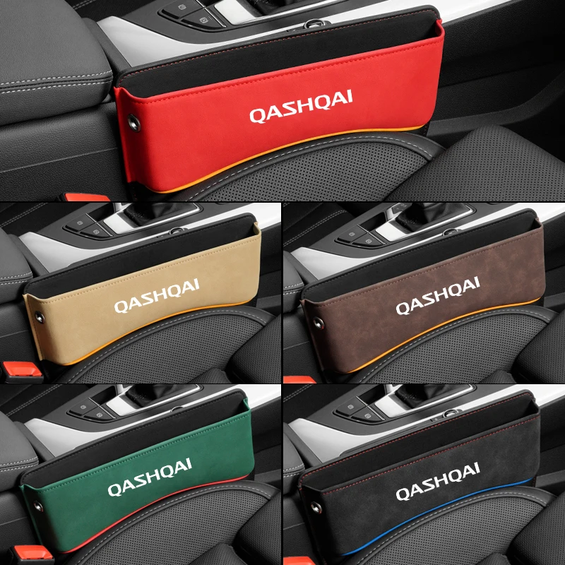 Multifunction Seat Crevice Storage Box For Nissan Qashqai auto Car Seat Gap Organizer Seat Side Bag Reserved Charging Cable Hole