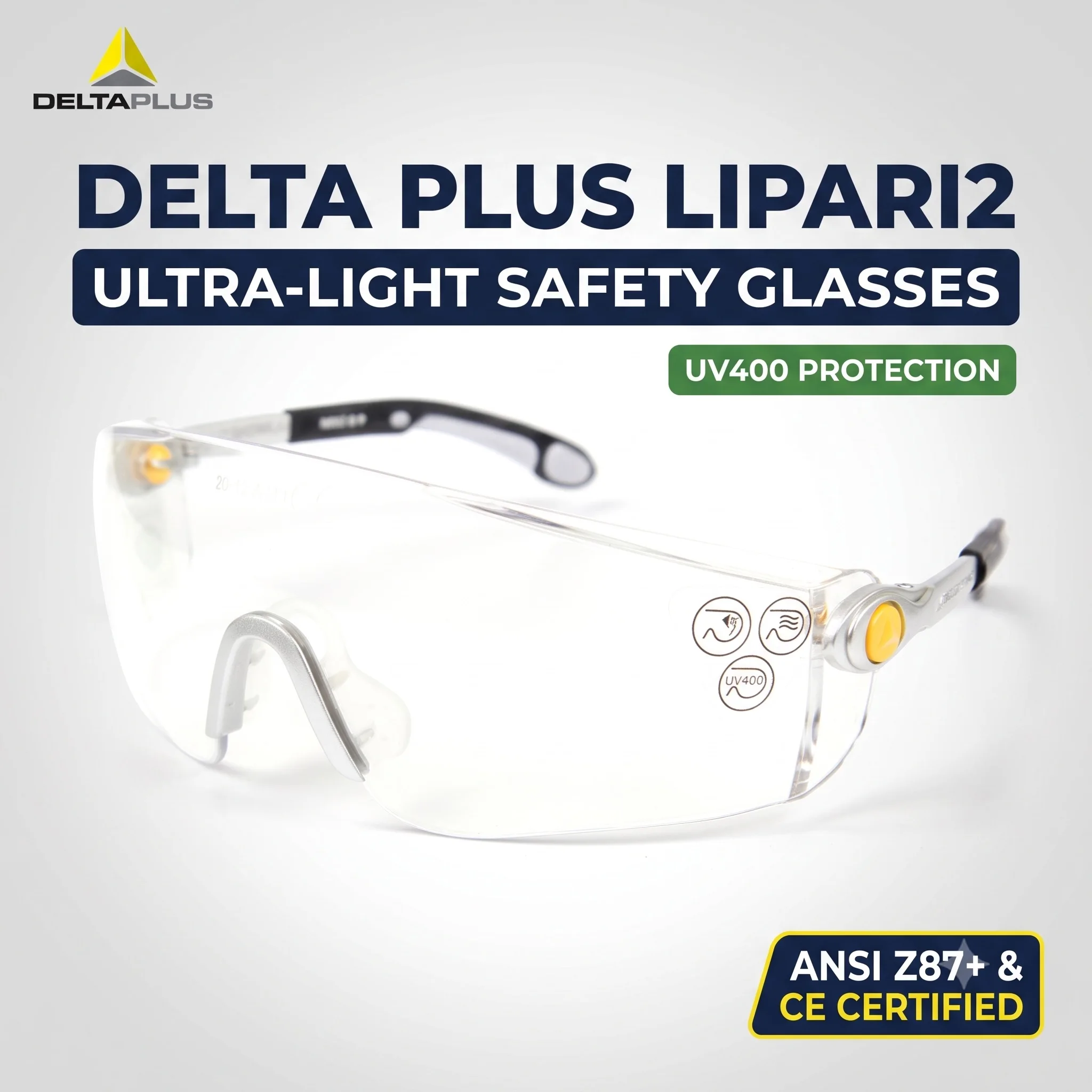 DELTAPLUS ANSI Z87 Safety Work Glasses Anti Fog Scratch Proof Protective Goggles Side Shields Eye Protection Men Women