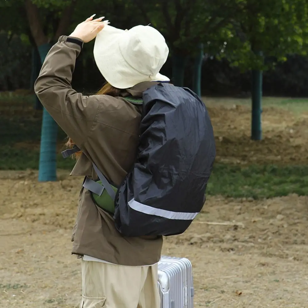 Double Buckle Reflective Rain Cover Adjustable Oxford Cloth Waterproof Backpack Cover Elastic Outdoor Bag Cover Travel