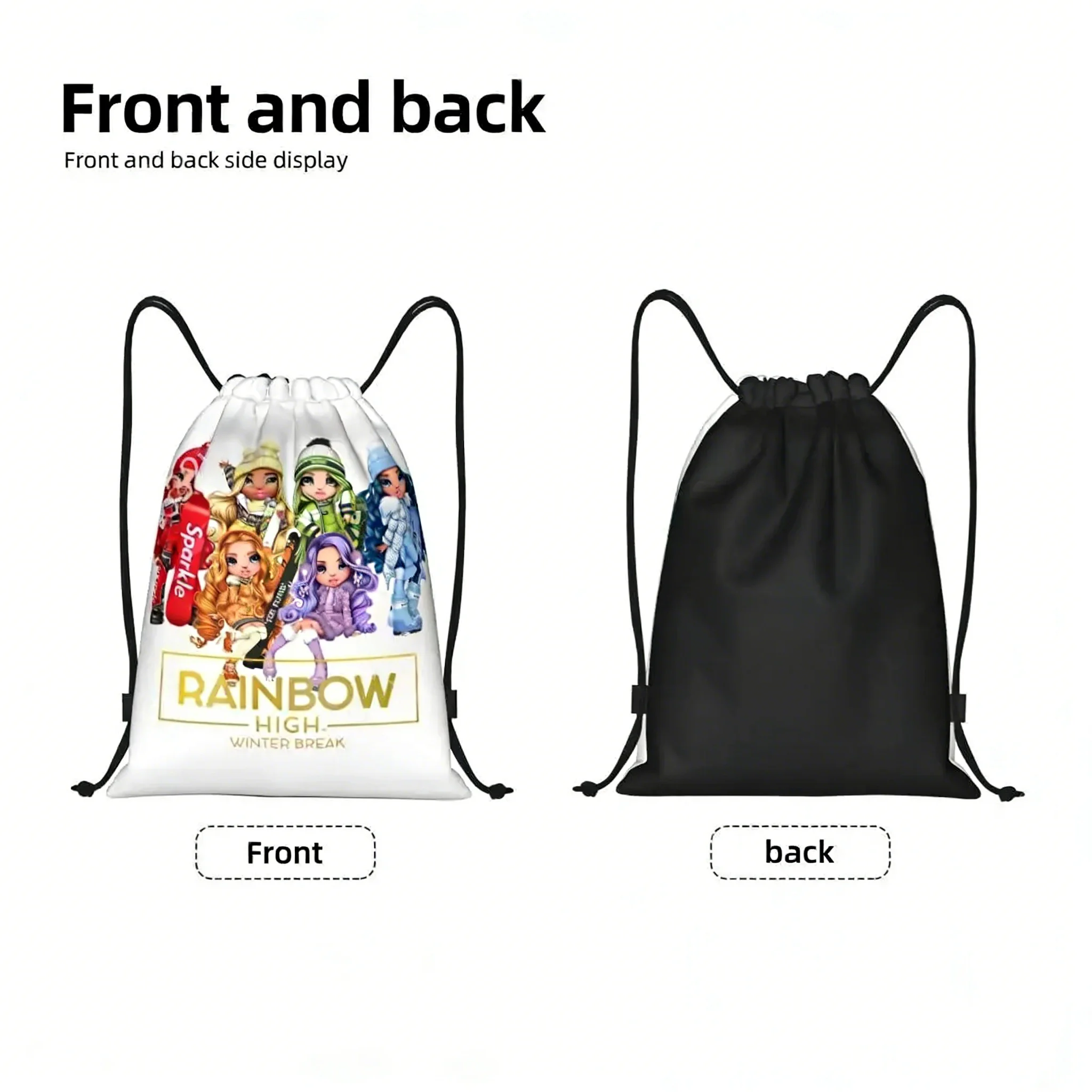 Personalized Rainbow Drawstring Backpack for Winter Break Gym Bag for Women and Men Workout Bag