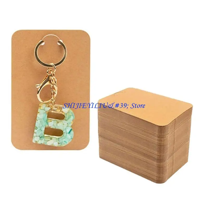 E21F 50Pieces/set Jewelry Cards for Selling Keychain Card Holder Brown Paper Cards