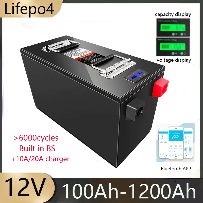 

12 В 100 Ач 200 Ач 300 Ач 400 Ач 600 Ач 800 Ач 1000 Ач 1200 Ач Перезаряжаемая батарея Lifepo4 для Off-Grid ИБП Солнечная система Инвертор RV