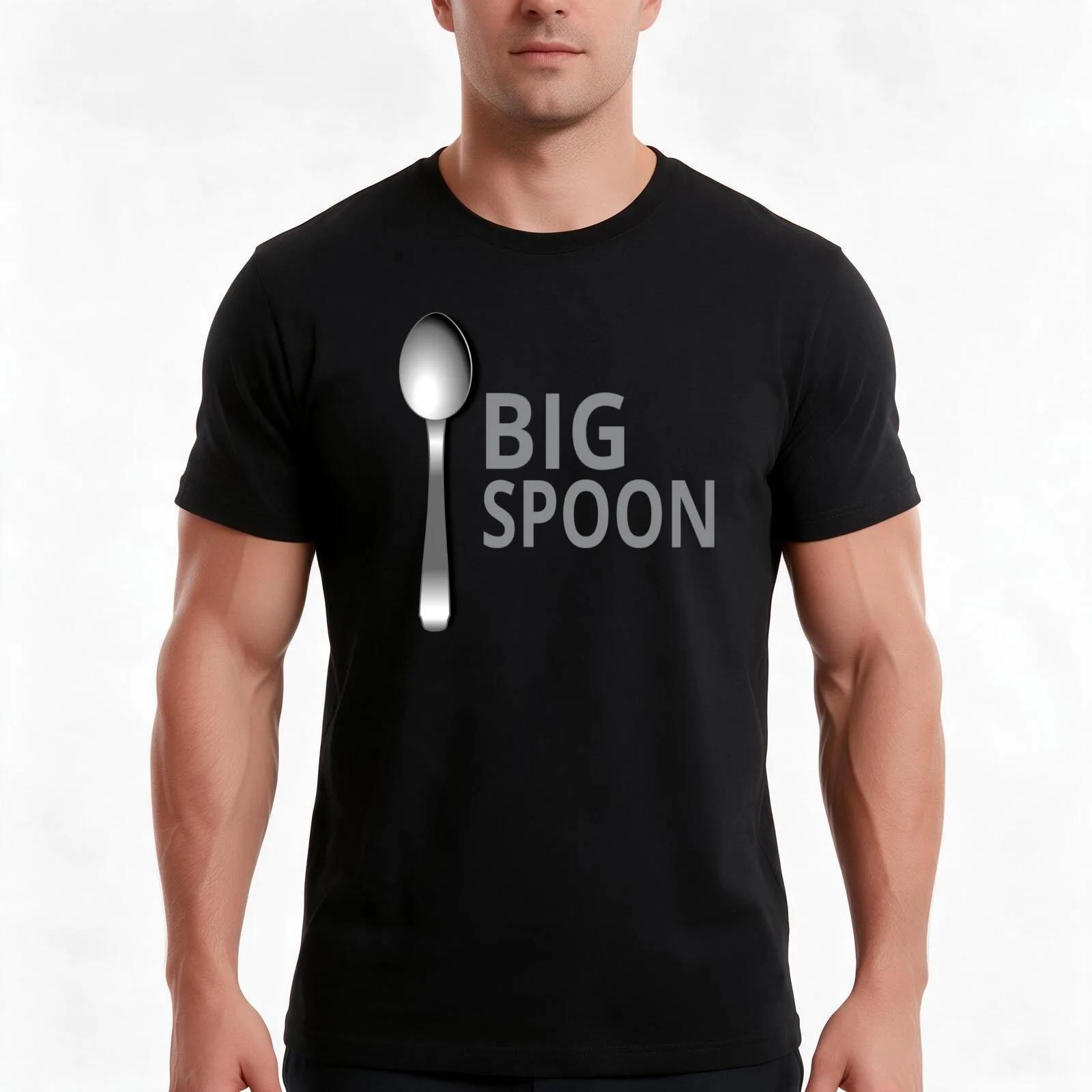 Big Spoon T-Shirt, Summer Casual Cotton Tee, Oversized Streetwear Tops, Vintage Graphic Print, Loose Fit Short Sleeve