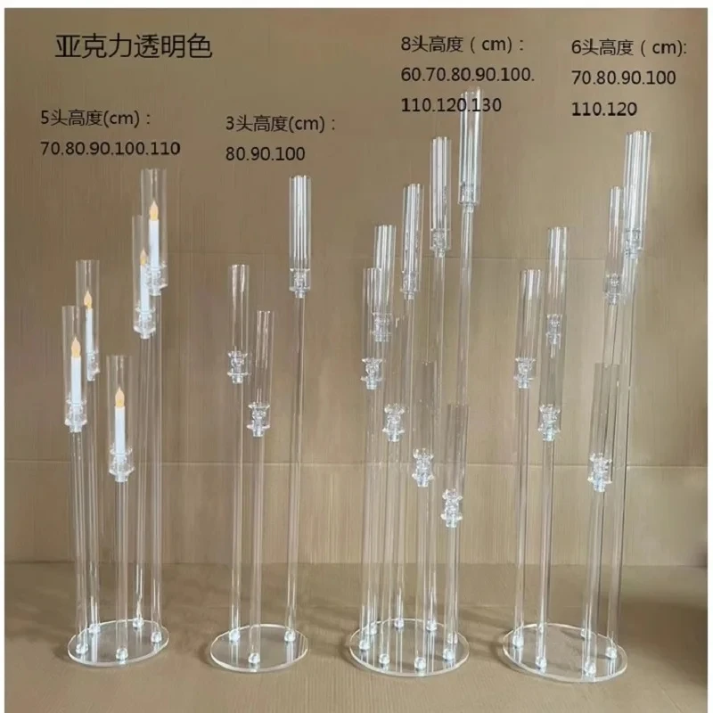 

Acrylic Metal Candlestick for Wedding Decoration, Clear Candle Holder, Centerpiece Candelabra, Birthday Party, Event, 10 PCs/Lot