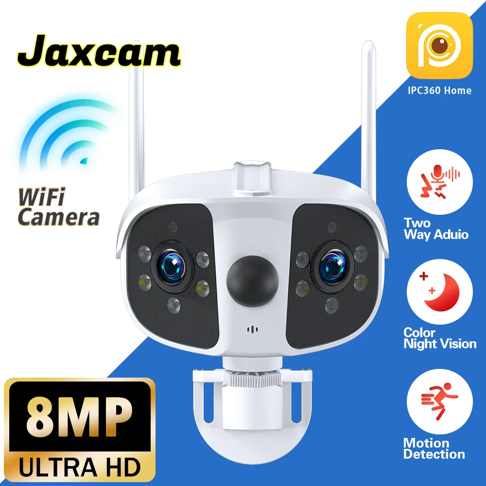 Outdoor 4K 8MP 4MP 180° Ultra Wide View Angle Panoramic WIFI Dual Lens Integrated Machine Security IPC360 Home Human Detection