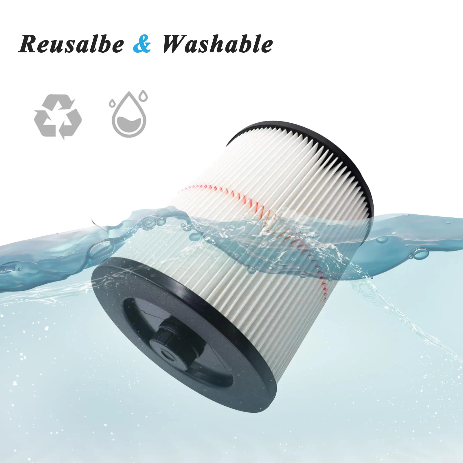 فلتر بديل 17816 للحرفي 9-17816 مكنسة كهربائية رطبة/جافة تناسب 5 جالون