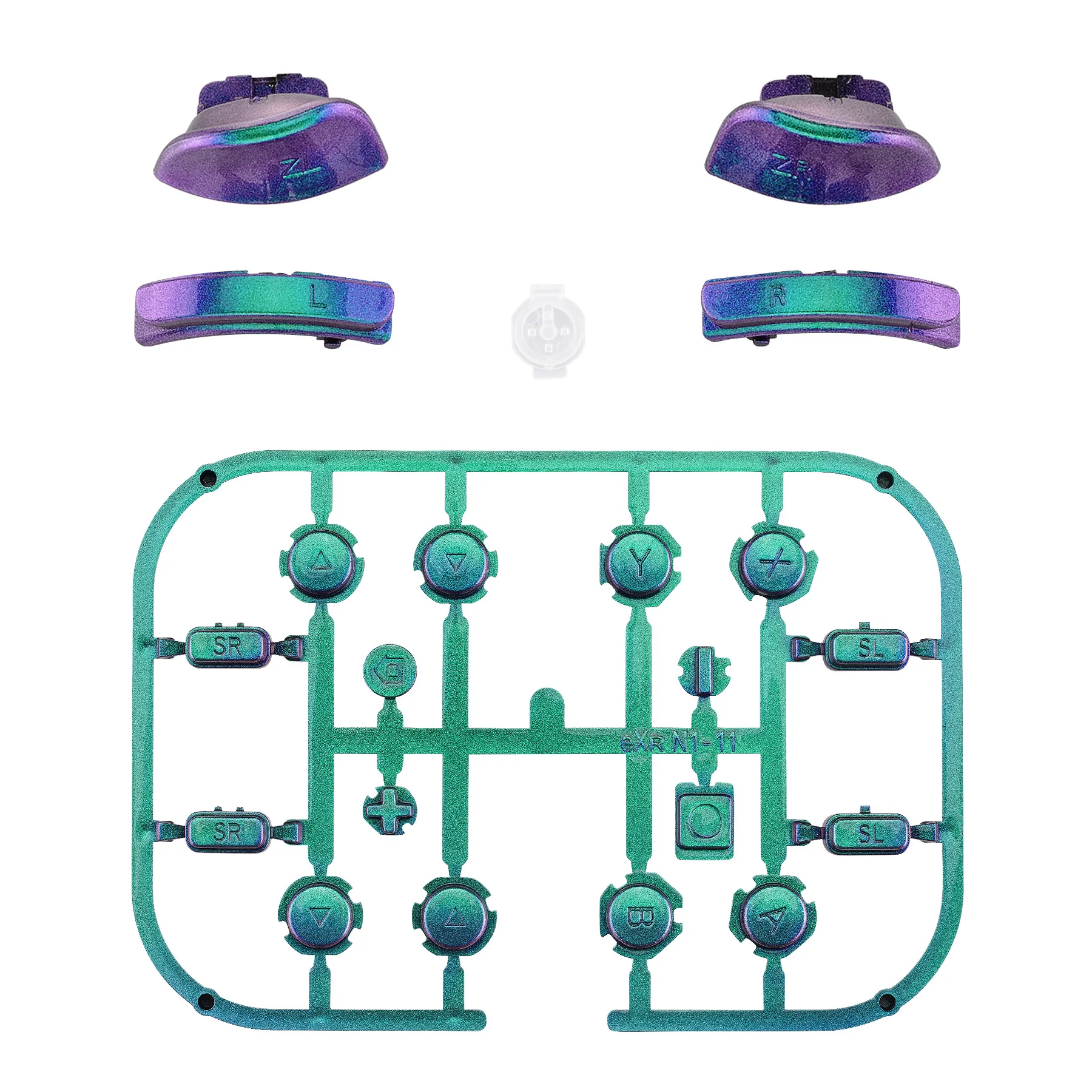 

eXtremeRate Full Set Buttons with Tools for NS Switch JoyCon & Switch OLED Joycon - Chameleon Green Purple Blue