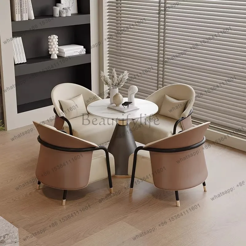 PG light luxury sales office slate negotiation table and chair combination hotel lobby small round table reception