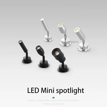 Led Mini Spotlight Surface Mounted Cabinet Spot Light COB Jewelry Decoration Display Lighting 1W Focus Angle Adjustable Small