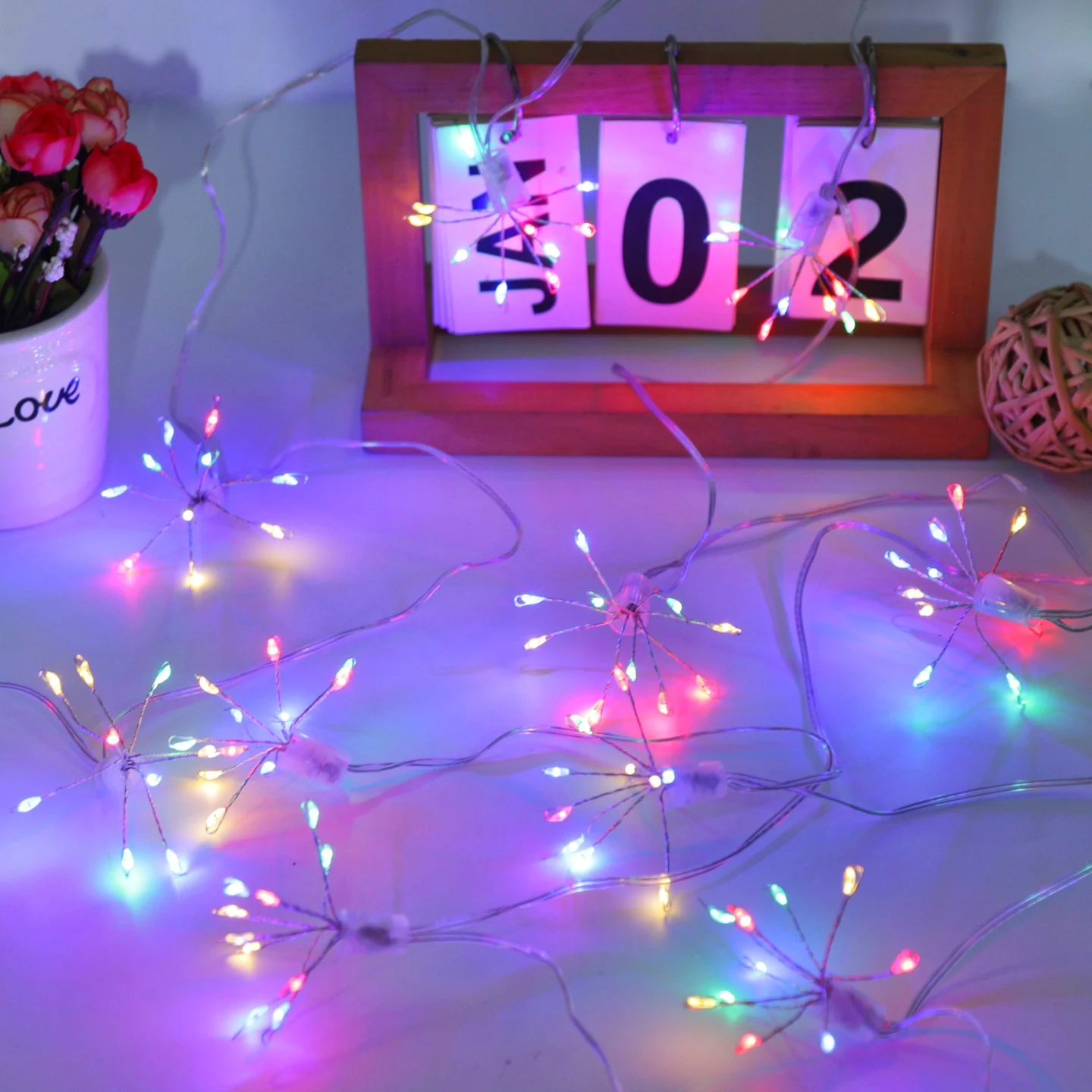 USB Firework Light String LED Garland Fairy Light Burst Star String Lights DIY Flower Decor Light for Christmas Wedding Party