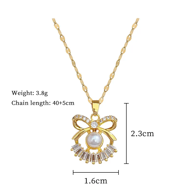 DIEYURO 316L Stainless Steel Butterfly Flower Bowknot Necklace Earrings For Women Girl New Concise Trendy Jewelry Set Gift Party