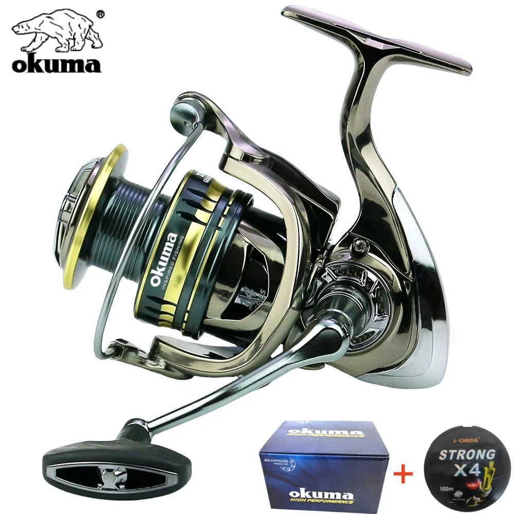 オクマスピニングリール、14bb高速ベアリングでスムーズで絡まりなし、55-1のギア比でより速い魚の帰還を実現