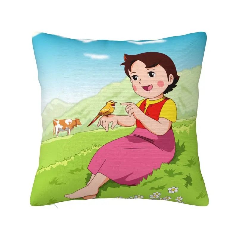 

Heidi Tames A Bird Pillow Case Home Decor Nordic Cartoon Alps Mountain Girl Cushions for Sofa Square Pillowcase