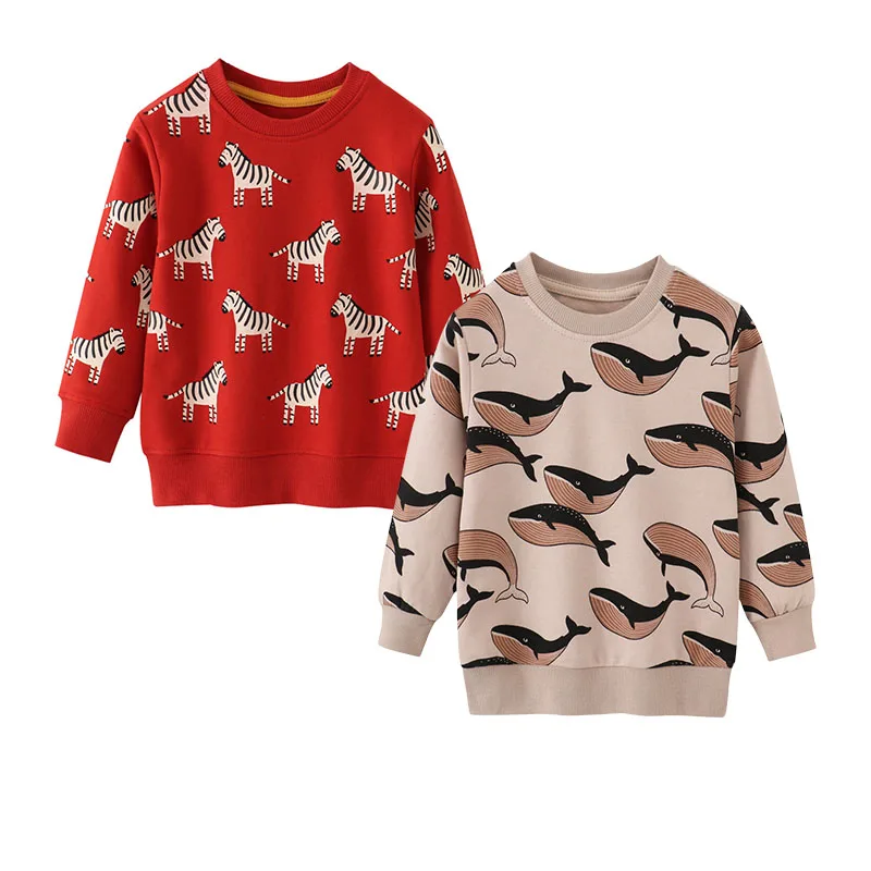 

Jumping Meters Autumn Spring Zebra Boys Girls Sweatshirts For Boys Fashion Hoodies Animals Print Shirts Tops Children's Wear