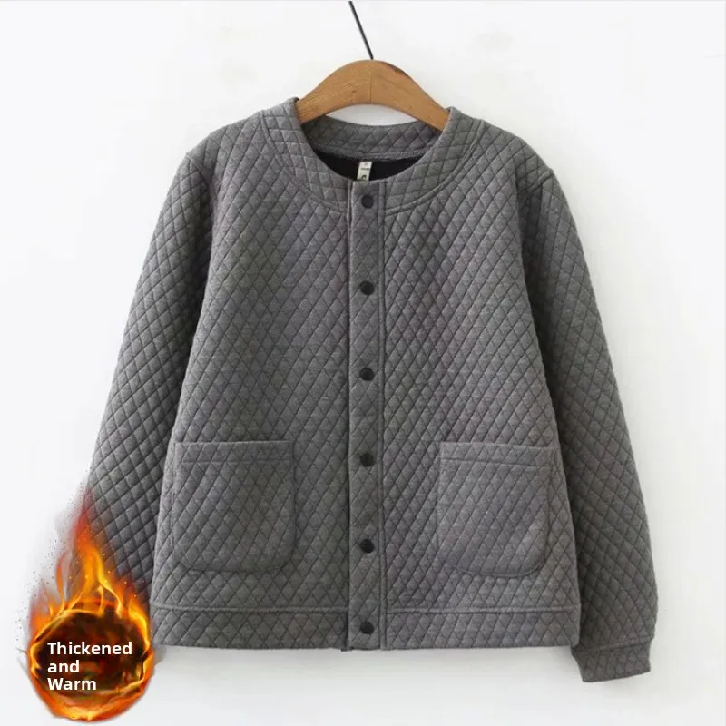 

Женская бейсбольная куртка с хлопковой подкладкой и ромбовидным узором, воротник-стойка, зимняя теплая одежда Sli для поездок на работу, художественная одежда