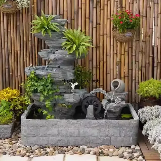 Outdoor stone powder fish pond landscaping villa water cycle lucky feng shui wheel ornament