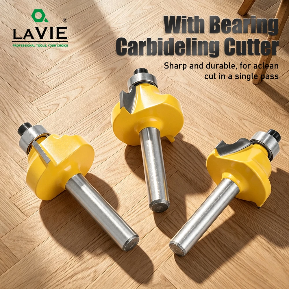 LAVIE 6mm 1/4 Shank Wood Router Bits Set Beading Bit Roman Ogee Bit With Bearing Double Flutes Woodworking Tools MC01062