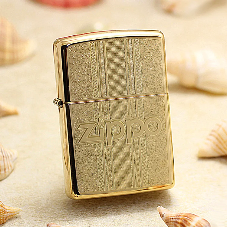 

Genuine Zippo Luxurious golden mirror oil lighter copper windproof Kerosene lighters Gift anti-counterfeiting code