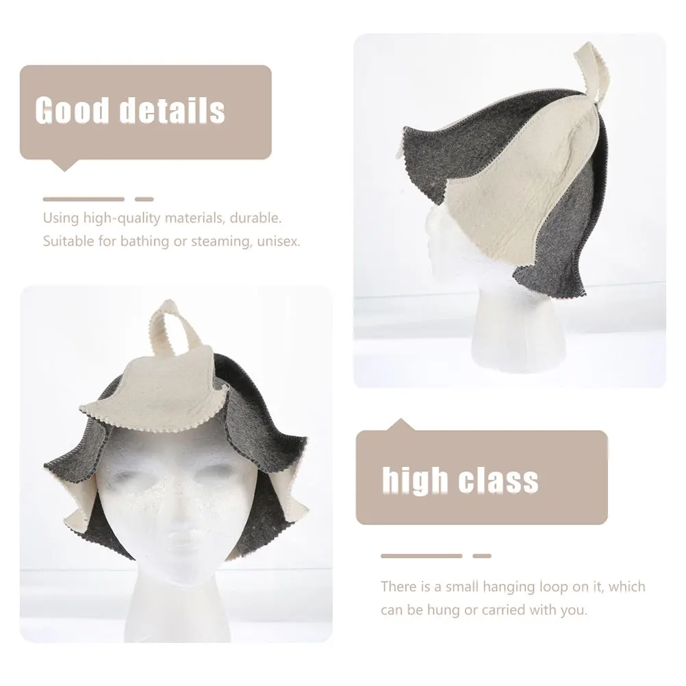 

3Pcs Sauna Hats Thickened Felt Caps Lightweight Breathable Bathing Steam Room Supplies Portable Sauna Accessories for Men Women