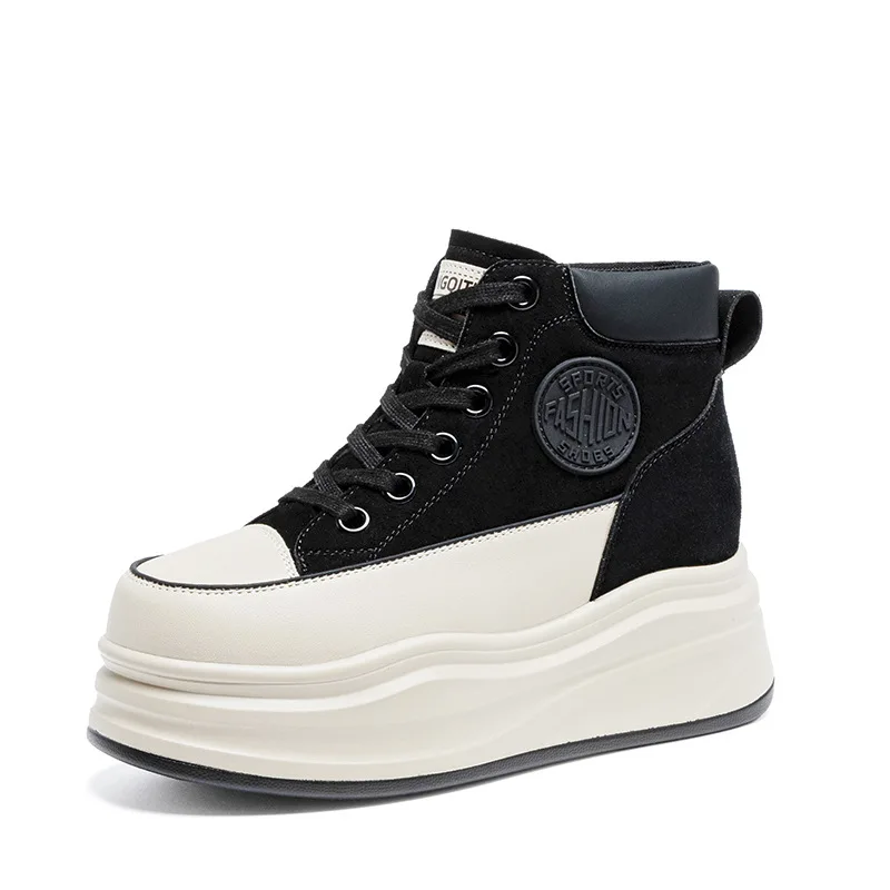 

10cm 8cm Genuine Leather Moccasins Booties Retro Spring Autumn Winter Plush Flats Chimney Women Boots Ankle Knee High Shoes