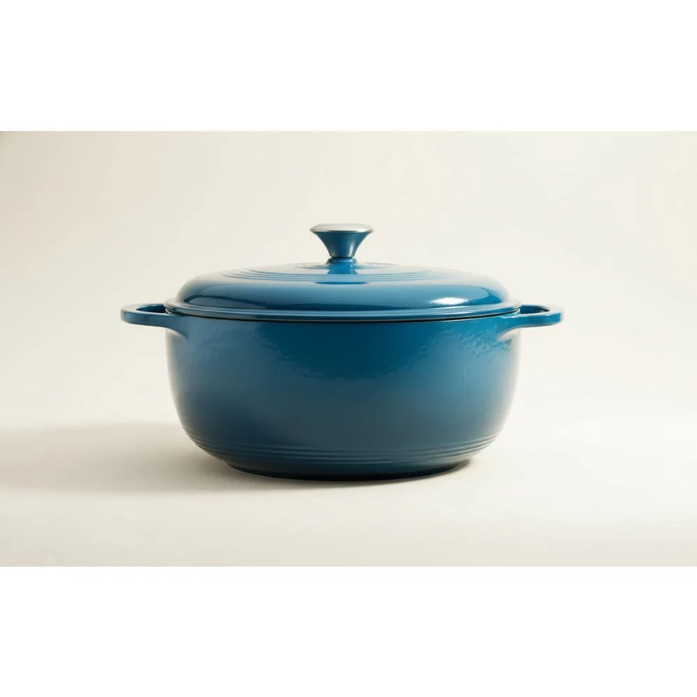 

6-литровая эмалированная чугунная голландская духовка, бирюзовая — идеально подходит для выпечки, обжарки и медленного приготовления пищи