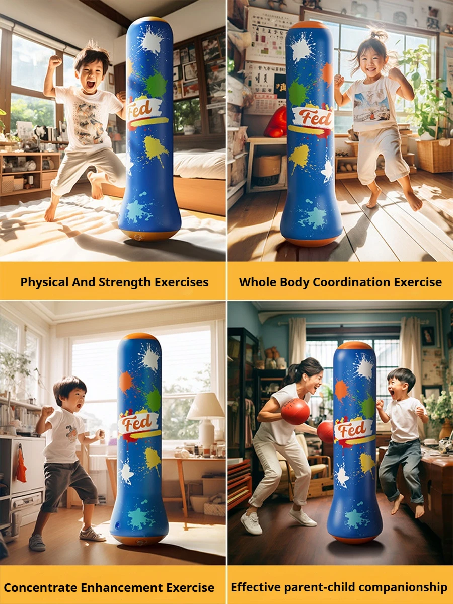 DUELTIGER Lightweight Sandbag Boxing Gym Standing Fitness Bag for Teens Children Pressure Relief Game Prop Inflatable Punchbag