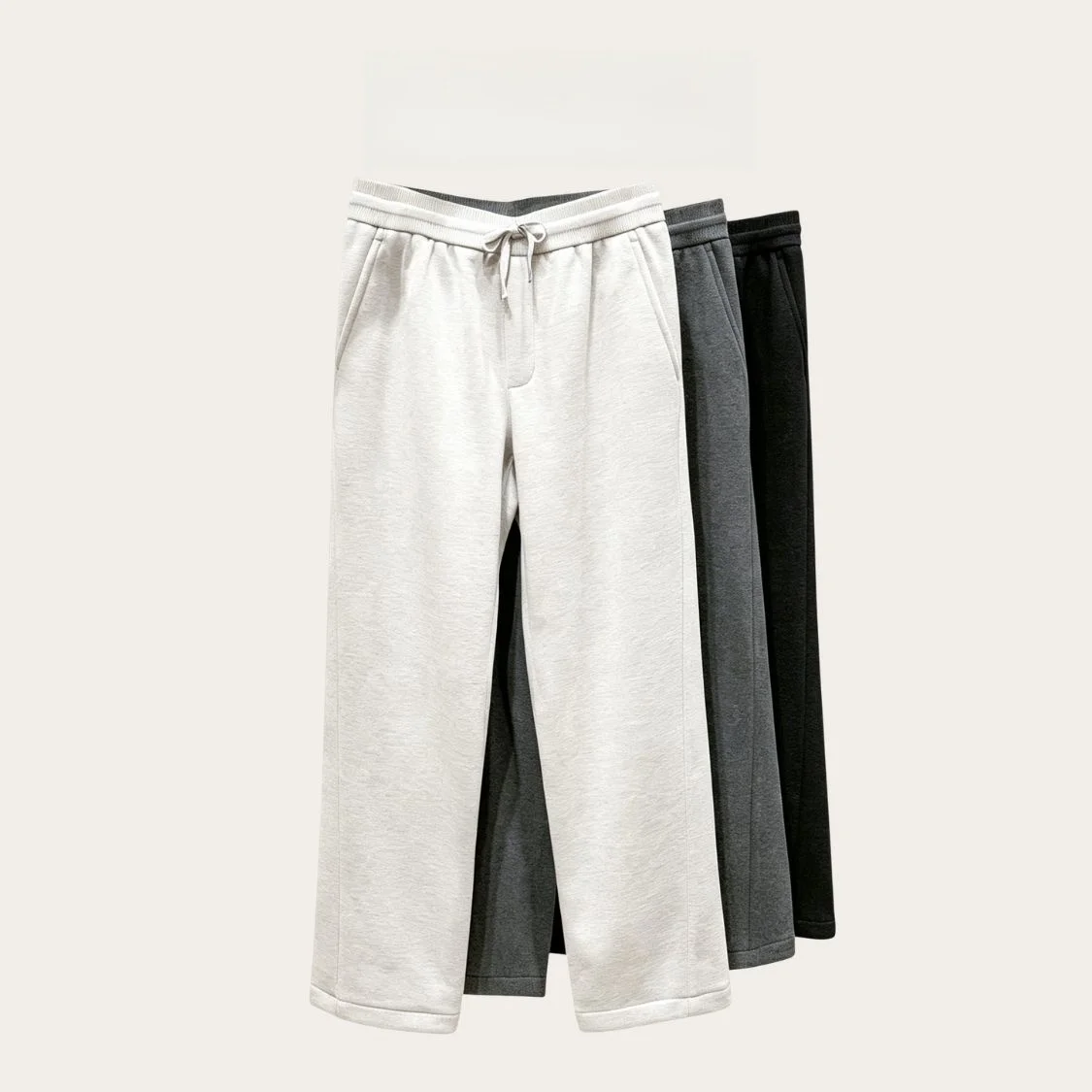 

Men's Fleece Lined Straight Leg Casual Pants Warm Acetate Wool Blend LP Edition Autumn Winter Comfortable Loose Fit Trousers