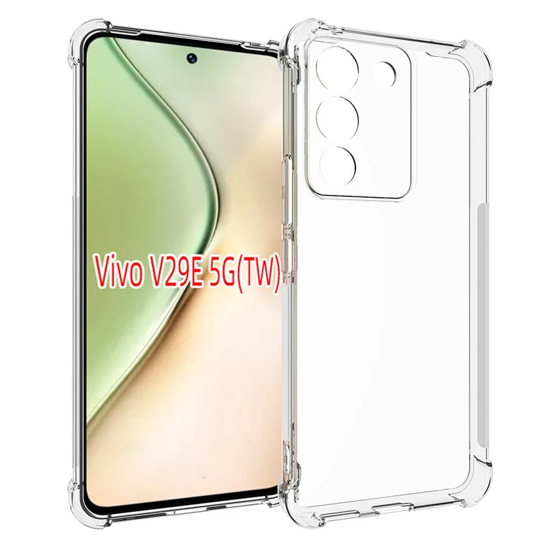 Funda de cojín de aire a prueba de golpes para Vivo V29E, funda de teléfono transparente de silicona TPU, funda trasera suave para Vivo V29E, Taiwán