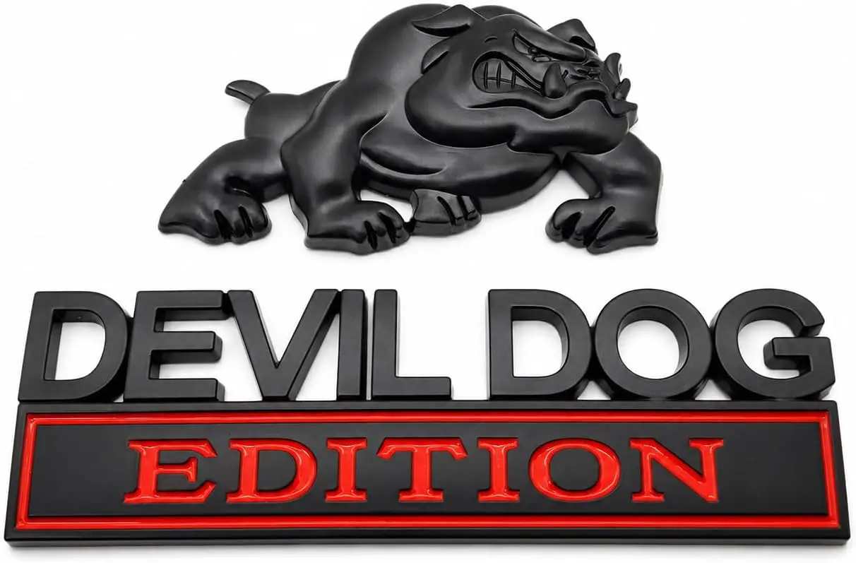 1Set Devil Dog Bulldog 3D Metal Emblem,Tailgate/Bumper/Fenders Decal for Car,Truck,SUV,Waterproof & Rustproof Nameplate Sticker