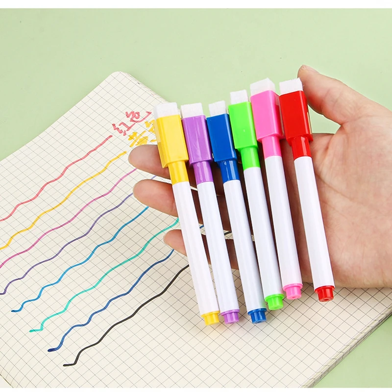 8Pcs Water-based Erasable Whiteboard Pen Doodle Small Drawing Pen Colored Magnetic Non-traceable Marker Pen Set