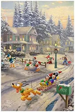 Flagology.com, Thomas Kinkade, Mickeys Friends Victorian Christmas – Garden Flag, Licensed Thomas Kinkade, Christmas ()