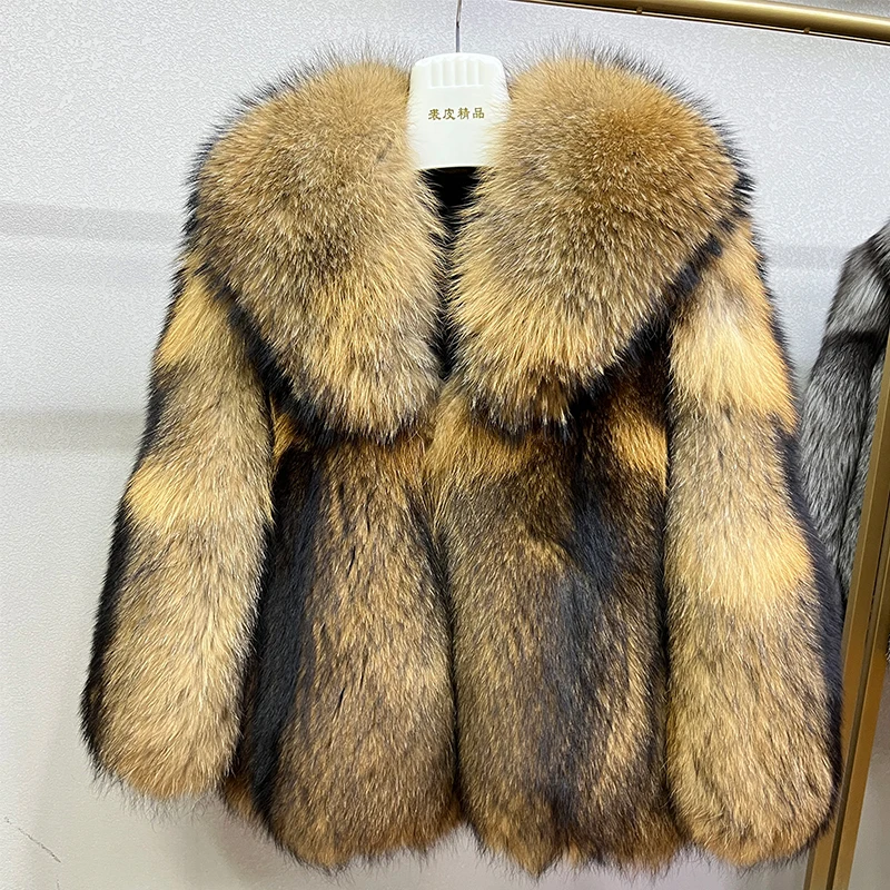 

2025 Новые мужские пальто из натурального меха енота, зимние теплые роскошные отложные воротники, высококачественные куртки с длинными рукавами Ourwears