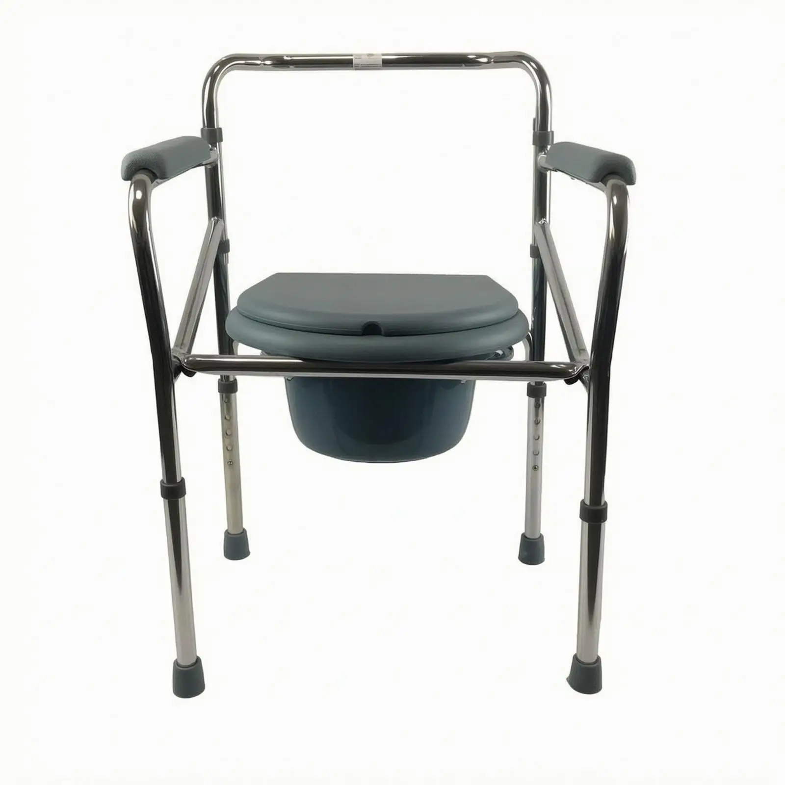 Chaise de toilette pliable portable pour personnes handicapées avec accoudoirs et pieds réglables antidérapants pour utilisation au chevet du lit ou dans la salle de bain