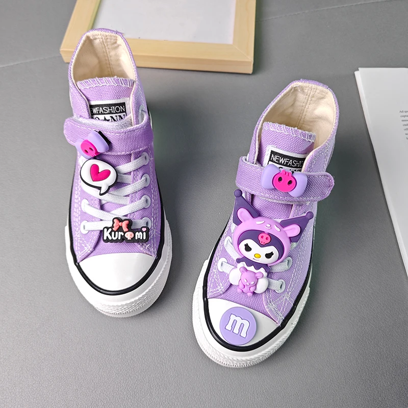 Sanrio Kawaii Kuromi Children\'s Canvas Shoes Anime Cartoon  Easy To Clean Exquisite Comfortable Beautiful Cute  Casual Sneakers